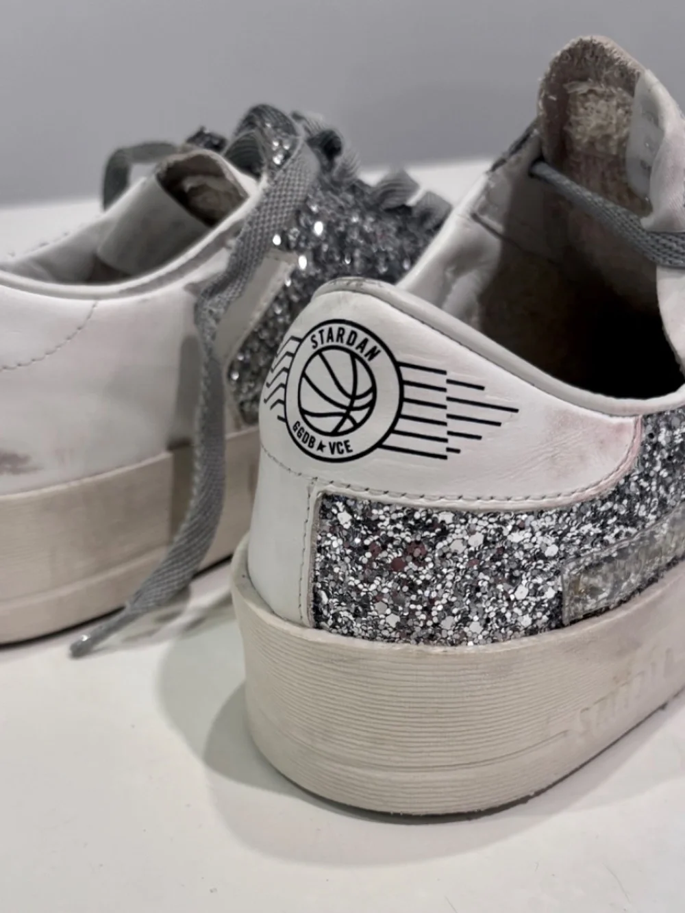 Golden Goose Stardan Silver Glitter Star Sneakers Size 40 - Picture 4 of 7